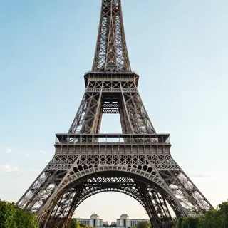 The Eiffel Tower in Paris on a clear day, architecturally ac