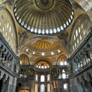 The Hagia Sophia interior showing the massive central dome, 