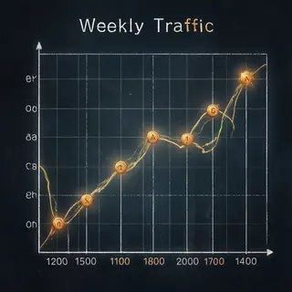 A simple line graph showing daily website visitors over one 