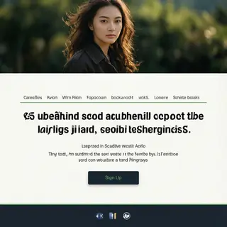 A landing page design with a hero header image at the top, a
