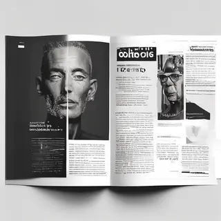 A magazine double-page spread with a left page containing a 