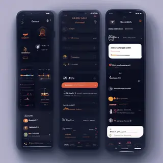 A mobile app UI mockup showing a dashboard with a top naviga