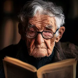 An elderly man in his 70s with age spots and thinning gray h