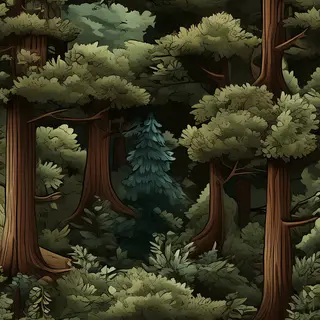 A forest scene where the foliage is precisely #2D5F2D (dark 