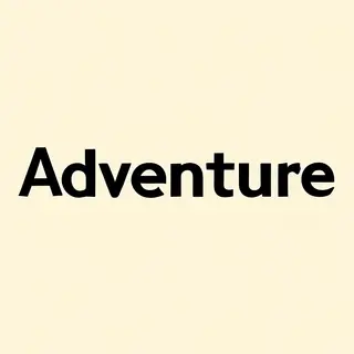 The word 'ADVENTURE' in big bold letters centered on a plain