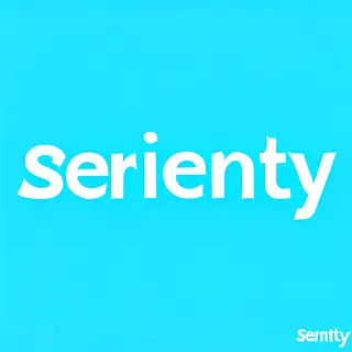The word 'SERENITY' written large and centered on a solid li