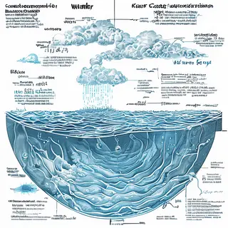 A detailed diagram of the water cycle showing evaporation fr