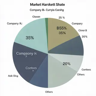 A pie chart showing market share: Company A 35%, Company B 2