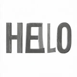 A single large word 'HELLO' centered on a white background
