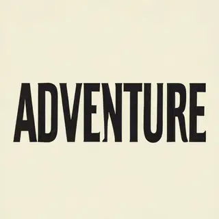 The word 'ADVENTURE' in big bold letters centered on a plain