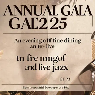 An event banner with headline 'ANNUAL GALA 2025' at the top 