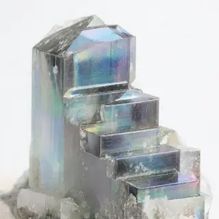 A specimen of bismuth crystal showing accurate iridescent ox
