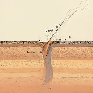 A cross-section showing tectonic plates at a convergent boun