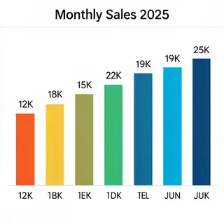 A bar chart showing monthly sales for January through June w