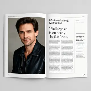 A magazine double-page spread with a left page containing a 