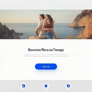 A landing page design with a hero header image at the top, a