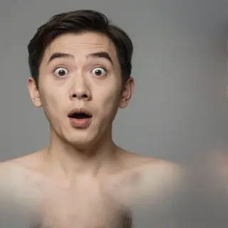 A portrait capturing genuine surprise — raised eyebrows, wid