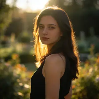 A portrait shot at 85mm f/1.4 with creamy bokeh background, 