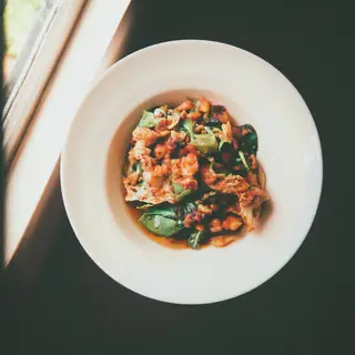 A food photograph shot from above at 35mm f/2.8 with natural