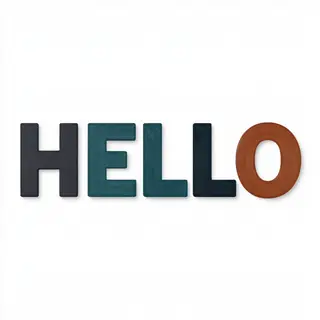 A single large word 'HELLO' centered on a white background