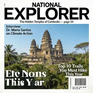A magazine cover titled 'NATIONAL EXPLORER' with cover lines