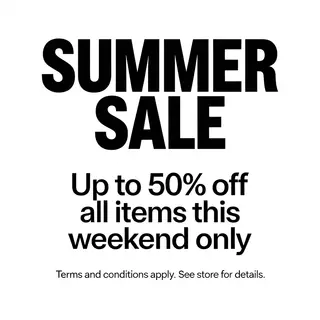 A poster with headline 'SUMMER SALE' in large bold text, bod