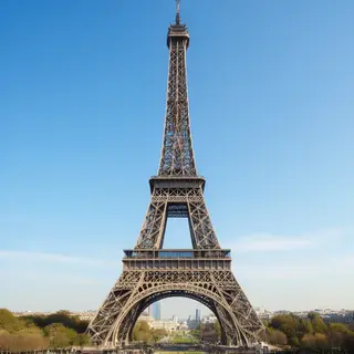 The Eiffel Tower in Paris on a clear day, architecturally ac