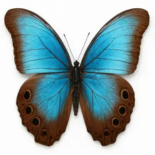 A Morpho menelaus butterfly with accurate iridescent blue do