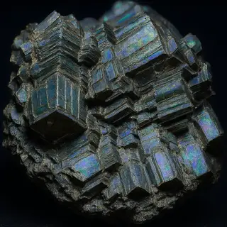 A specimen of bismuth crystal showing accurate iridescent ox