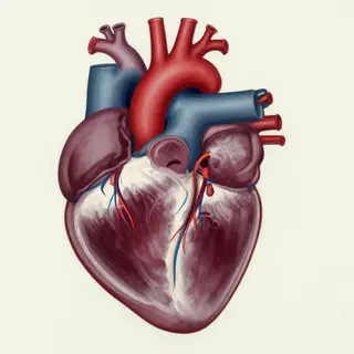 An anatomical illustration of the human heart showing four c