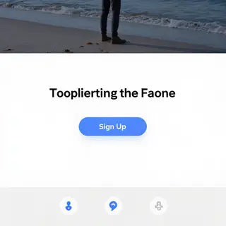 A landing page design with a hero header image at the top, a