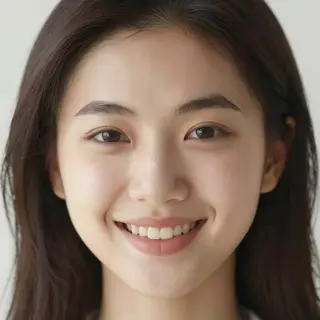 A close-up portrait of a young woman with a warm natural smi