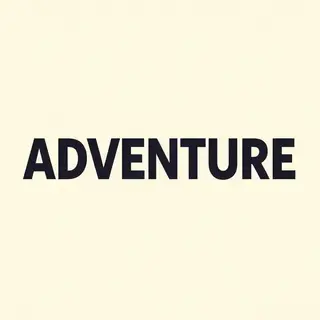 The word 'ADVENTURE' in big bold letters centered on a plain