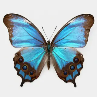 A Morpho menelaus butterfly with accurate iridescent blue do