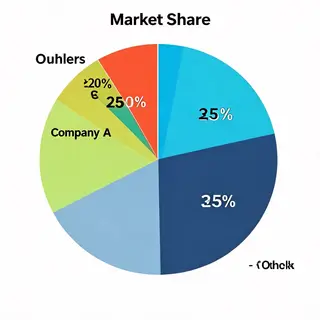 A pie chart showing market share: Company A 35%, Company B 2