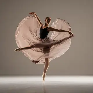 A dancer in a dynamic spin, dress flowing outward with one l