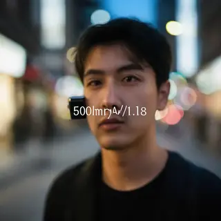 A street photograph with shallow depth of field as if shot a