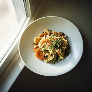 A food photograph shot from above at 35mm f/2.8 with natural