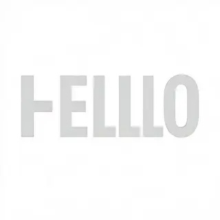 A single large word 'HELLO' centered on a white background