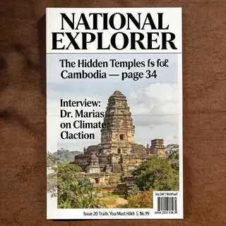 A magazine cover titled 'NATIONAL EXPLORER' with cover lines