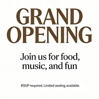 A flyer with large title 'GRAND OPENING', subtitle 'Join us 