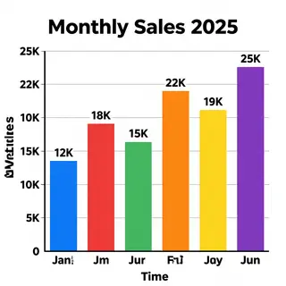 A bar chart showing monthly sales for January through June w