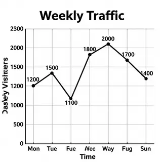 A simple line graph showing daily website visitors over one 