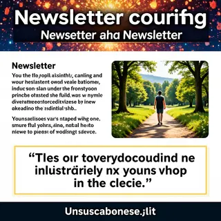 A newsletter layout with a banner image header, a two-column