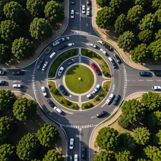 An aerial bird's-eye view looking straight down at a traffic