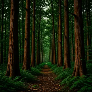 A forest scene where the foliage is precisely #2D5F2D (dark 