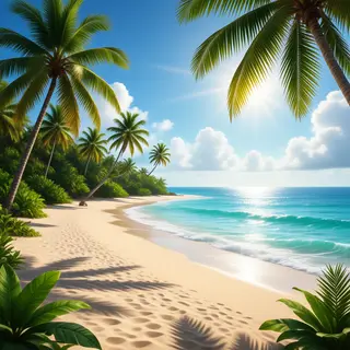 A tropical beach scene with no people