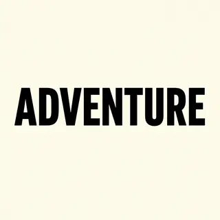 The word 'ADVENTURE' in big bold letters centered on a plain