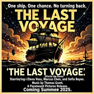 A vintage movie poster for 'THE LAST VOYAGE' featuring a tag