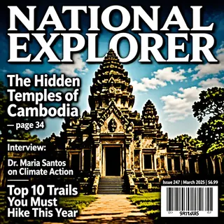 A magazine cover titled 'NATIONAL EXPLORER' with cover lines